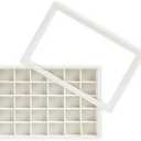 Wudygirl Jewelry Organizer Stackable Jewelry Tray for Drawer Velvet Earring Holder Organizer with Lid Dust-proof Earring Case Ring Storage for Women Drawer Inserts 24 Grid (Beige)