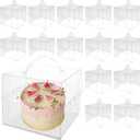 15 Pcs 7x7x6 Inch Clear Cake Boxes with Handle & Cake Boards, Easy Carrying Plastic Cake Containers, Cake Holder Carriers for Birthday Christmas Birthday Wedding, Party, Gift