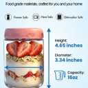 16oz 4Pack Glass Overnight Oats Jars Containers with Airtight Leakproof Lids, Reusable Mason Jars for Meal Prep, Yogurt Parfaits, Smoothies, Salads & Healthy Breakfasts (16 OZ-4-2)