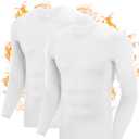 Roadbox Men's Thermal Compression Shirts, Long Sleeve Fleece Lined Undershirt, Cold Weather Workout Athletic Base Layer Top, Size L