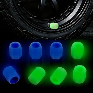 Tire Valve Stem Caps, 8PCS Fluorescent Glow in The Dark Air Valve Cap, Universal Decoration Accessories Cool Car Present for Car SUV Truck Motorcycles Bicycle (Blue/Green)