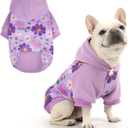 KOOLTAIL Dog Hoodies, Soft Dog Sweater, Spring Dogs Coats, Warm Fleece Pet Clothes Hooded Sweatshirt with Pocket for Dogs Cats Boys Girls, Holiday Flower Purple Medium