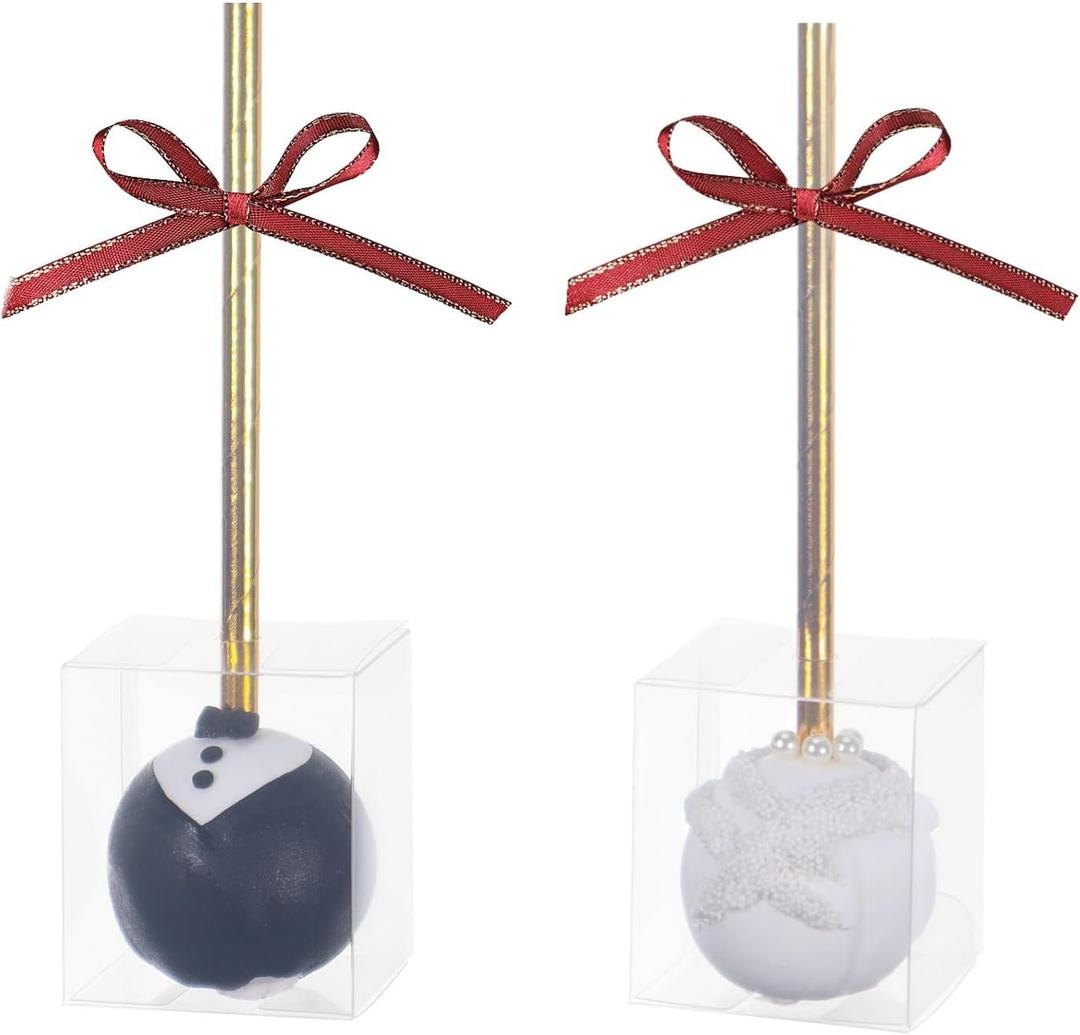 RomanticBaking 50 Pack 1 3/4" x1 3/4"x2"Clear Cake Pop Boxes Packaging with Holes Chocolate Truffle Boxes Treat Boxes Small Gift Boxes Party Favor wedding Birthday boxes