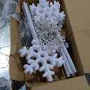 10 Pcs Christmas Snowflake Pathway Stake Lights for Outdoor Yard, 370 Bright LEDs Waterproof Large Christmas Snowflake Light Decoration for Garden Lawn Driveway Walkway Decor(Cool White)