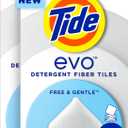 Tide Evo Free & Gentle Laundry Detergent Tiles, Fragrance-Free, 40 Medium Sized Loads, 40 ct, Easy to Use, Safe for All Machines and Water Conditions