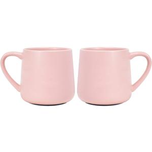 Bosmarlin Glossy Ceramic Coffee Mugs Set of 2, Tea Cup for Office and Home, 18 oz, Suitable for Dishwasher and Microwave(Pink, 2)