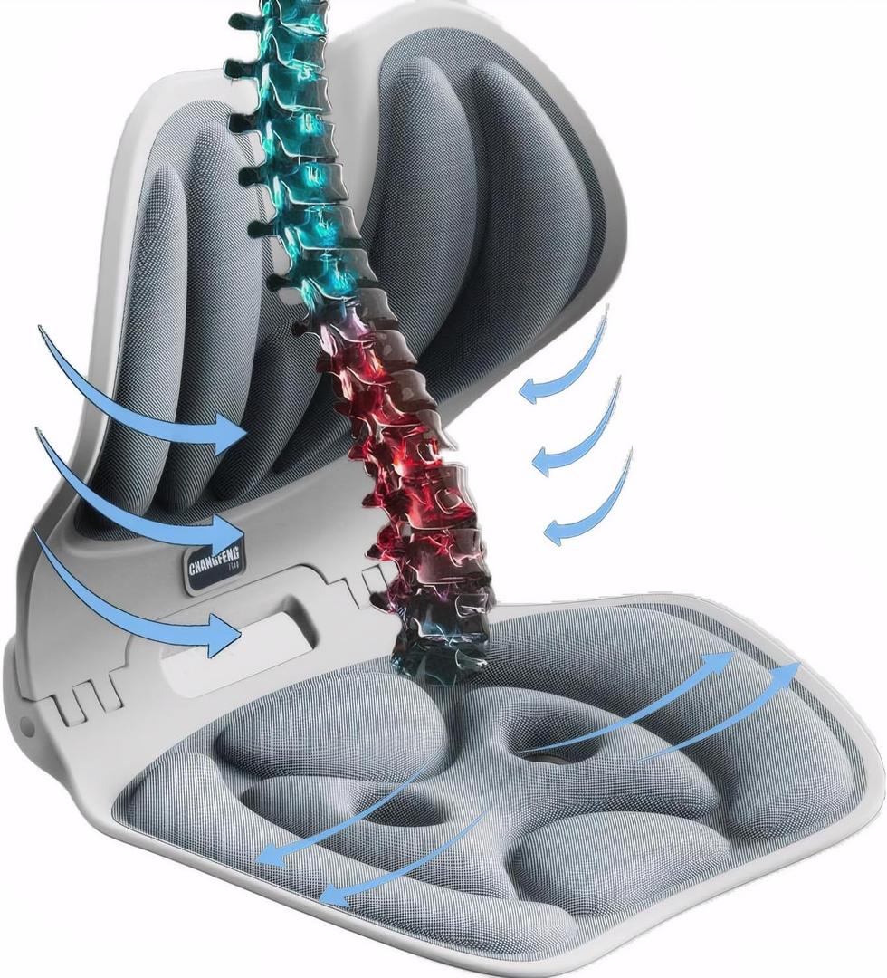 Lumbar Ergonomic Support for Office Chair Back Lumbar Support for Computer, Gaming Chair Back Cushion for Back Pain Relief Improve Posture,and Work from Home, Patented (Gray)