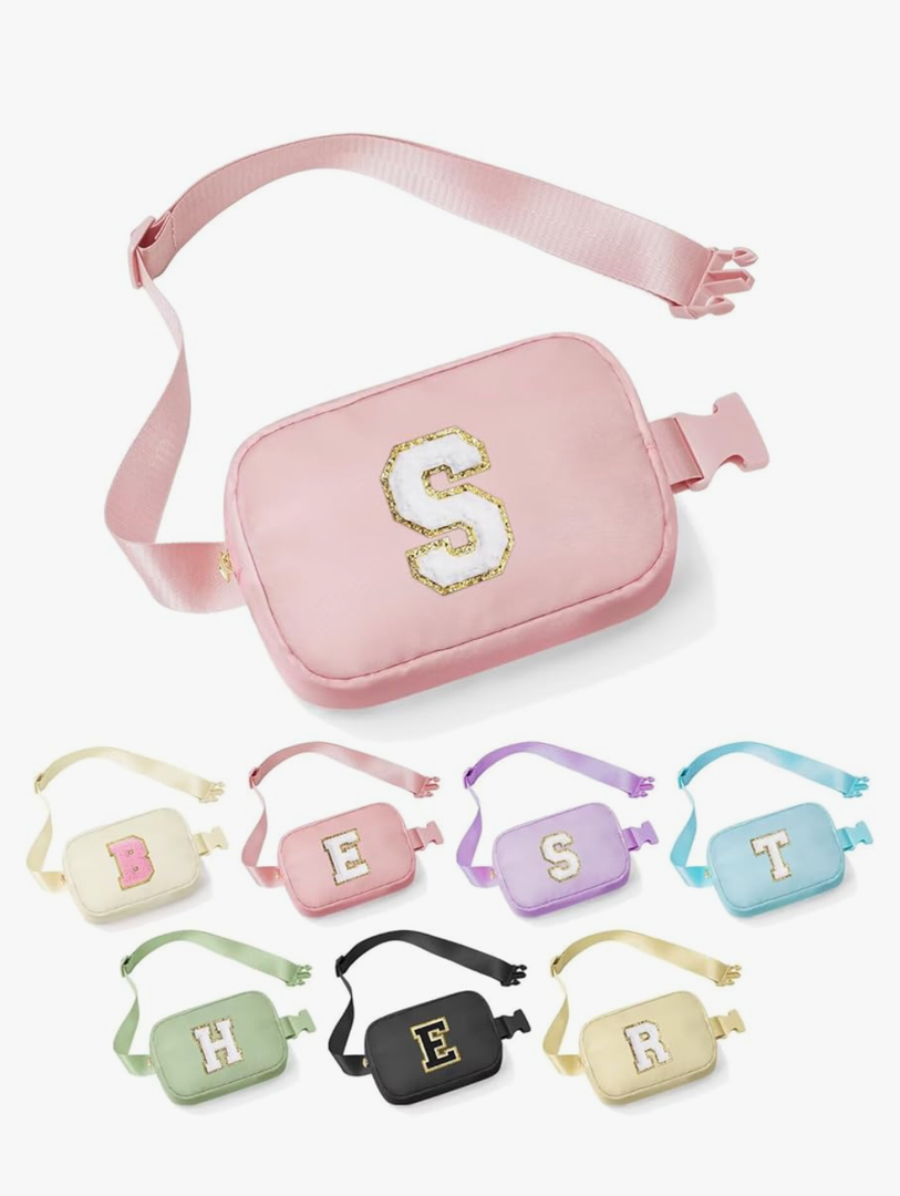 Birthday Gifts for Women - 30th 40th 50th 60th 70th Birthday Gifts for Mom Daughter Her Friend Sister Girlfriend, Personalized Gifts Christmas Gifts, Initial Belt Bag Crossbody Bags, Pink S
