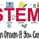 Dream Make It Stem Science Technology Engineering Math Test Tube Lab Study Experiments Atoms Microscope Scienctist Algebra Geometry Holiday Decorating Wall Decal Sticker - Size: 40 in X 20 in