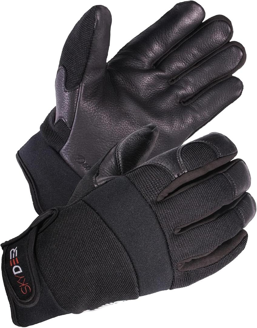 SKYDEER Full Deerskin Leather Winter Drive Work Gloves, Extra Soft 100G 3M Thinsulate, Thermal Insulated Gloves (2X-Large, Black Deerskin Palm)