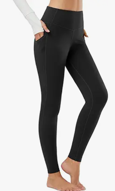 Winter Clothing Women Leggings Fleece Lined Tights Thermal Warm Thick Cold Weather Gear 1 Pockets, Size L/XL