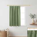 Lino Rosa 30 Inch Length Curtains for Small Window, Sage Green Boho Blackout Pinch Pleated Cafe Drapes for Bathroom RV Kitchen