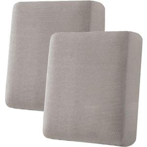 H.VERSAILTEX Super Stretch Individual Seat Cushion Covers Sofa Covers Couch Cushion Covers Slipcover Sets Thick Jacquard Textured Twill Fabric (Pack of 2, Medium Sofa Cushion Covers, Taupe)