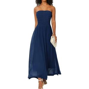 DRESSTELLS Women's Cocktail Dress, Strapless Tube Top Long Maxi Summer Formal Mesh Dresses 2025 XL