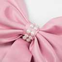 JerrisApparel Girls' Tulle Flower Girl Dress Sleeveless Princess Party Gown for Kids with Pearl Waist Large Bow (5-6 Years, Pink) (Pink)