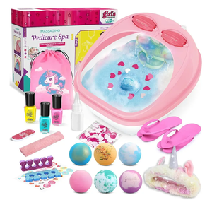 Spa Day Gift Set for Girls, Christmas Birthday Gift Nail Art Salon Sensory Beads Foot Spa Accessories Kit, Foot Soak Tub for Ages 5 6 7 8 9 10-12 Year Old Girl Gifts (Girls)