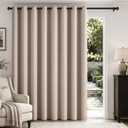 MIULEE Extra Wide 100% Blackout Linen Curtains for Bedroom 100x84 Beige