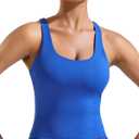 RUNNING GIRL Tank Tops with Built in Bras, Racerback Activewear Yoga Workout Tops for Women (Large, Dark Blue)