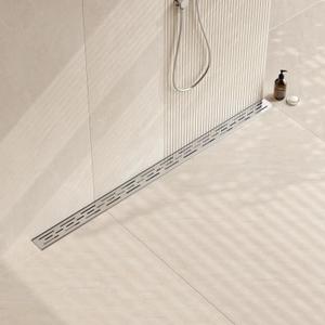 Neodrain 48 Inch Rectangular Linear Shower Drain with Brick Pattern Grate, Brushed 304 Stainless Steel Bathroom Floor Drain,Shower Linear Drain &Leveling Feet, Hair Strainer, CUPC Certified