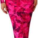 PRETTYGARDEN Women's Long Sleeve Bodycon Dresses 2026 Spring Sexy Floral Mesh Slit Ruched Tight Maxi Wedding Guest Dress, M