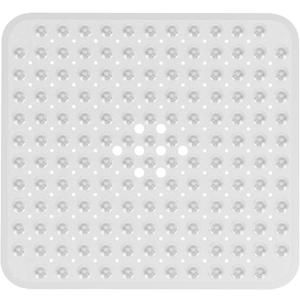 AmazerBath Shower Mat Non Slip 21 x 21 Inches, Square Shower Mat with Suction Cups and Drain Holes, Shower Stall Mat Machine Washable (Clear)