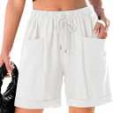 SHEWIN Womens Shorts Lightweight Bermuda Shorts for Women Casual 5 Inch Inseam Summer Linen Shorts with Pockets, XXL