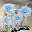 4 Pcs Wedding Giant Flowers Decorations 24 Inch 16 Inch 3D Large Silk Flowers Artificial Faux Floral Backdrop for Wedding Graduation Bridal Shower Party Supplies(Blue Gradient)
