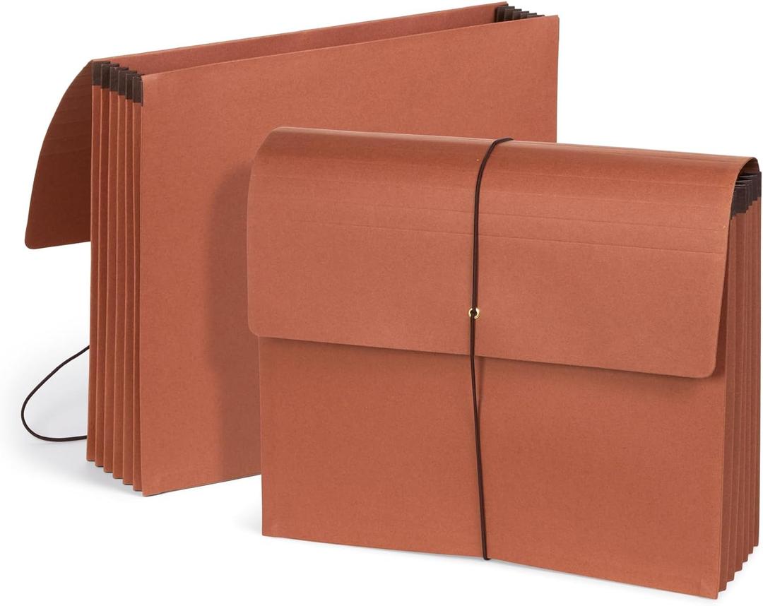 Blue Summit Accordion File Wallet with Flap and Cord Closure, Letter Size, 5.25 Expansion  10 Pack