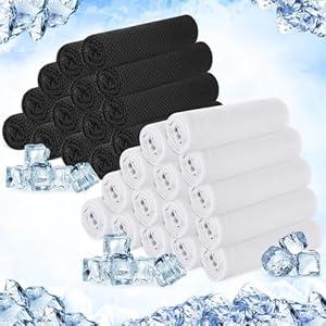 Hosuly 30 Pack Cooling Towels, 40"x12" Ice Breathable Chilly Sweat Rag Microfiber Workout Rags for Gym Towels for Neck and Face for Yoga Golf Sport Running(Black, White)