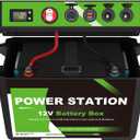 Battery Box Power Center with USB and Anderson Plug, Group 24-31 12V Waterproof Smart Battery Box for Marine, Boat, Trolling Motor, Outdoor Camping, RV (BM001)