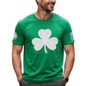 St Patrick's Day Shirts Men:Lucky Irish Shamrock Crew Neck Graphic Short Sleeve Higher Quality Printed T-Shirt (X-Large, Green)