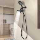 Cobbe 48-Setting 3-Way High Pressure Shower Head Combo with Handheld & Rain Shower - Black (Matte Black)