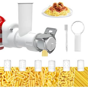 Pasta Maker Attachment for Kitchenaid Stand Mixer with 6 Different Shapes of Pasta Outlet, Durable for Kitchenaid Accessories and Attachments, Dishwasher Safe