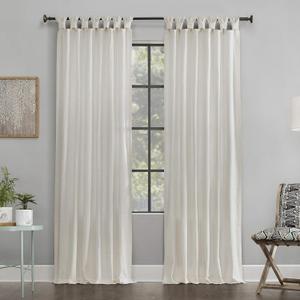 Archaeo Washed Cotton Twist Tab Curtain, 52" x 84", Cream