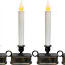 Doratale 4 Pack Window Candles with Sensor Dusk to Dawn, Christmas Window Candles Battery Operated, LED Flameless Taper Candle for Christmas Home Decor Table Window, Bronze Base