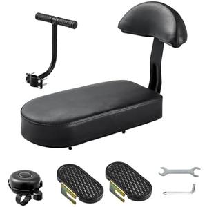Zacro Kids Bike Seat Set, Comfort Bike Seat with Backrest, Wide Child Bicycle Rear Seat Cushion Back Safety Armrest Handrail Feet Pedals, Children Bicycle Back Seat for Over 5 Years Old