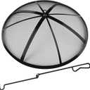 Fire Pit Spark Screen, Fire Pit Screen 36 Inch Round with Handle & Poker, Collapsible Heavy Duty Mesh Fire Pit Cover Fire Pit Lid for Outdoor/Patio/Backyard/RV Camping/Beach (Black)