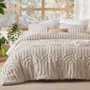 Bedsure Boho Tufted Full Comforter Set - Beige Boho Bedding Comforter Sets, 3 Pieces Farmhouse Shabby Chic Embroidery Bed Set, Soft Fluffy Cozy Arch Pattern Comforter for All Seasons