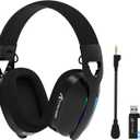 Yindiao Attack Shark L90 Ultralight RGB Wireless Gaming Headset with Plug-in Microphone,Bluetooth 5.3 & 2.4G Wireless & Wired Headphone, 7.1 Surround Sound for Xbox One Series, PS4,PS5 & PC (Black)