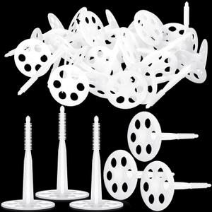 100 Pcs 4 Inch Heavy Duty Plastic Insulation Masonry Fasteners 2.4 Inch Foam Board Fasteners Washers Polypropylene Concrete Anchors for Fixing and Fastening Rigid Foam Insulation Panels