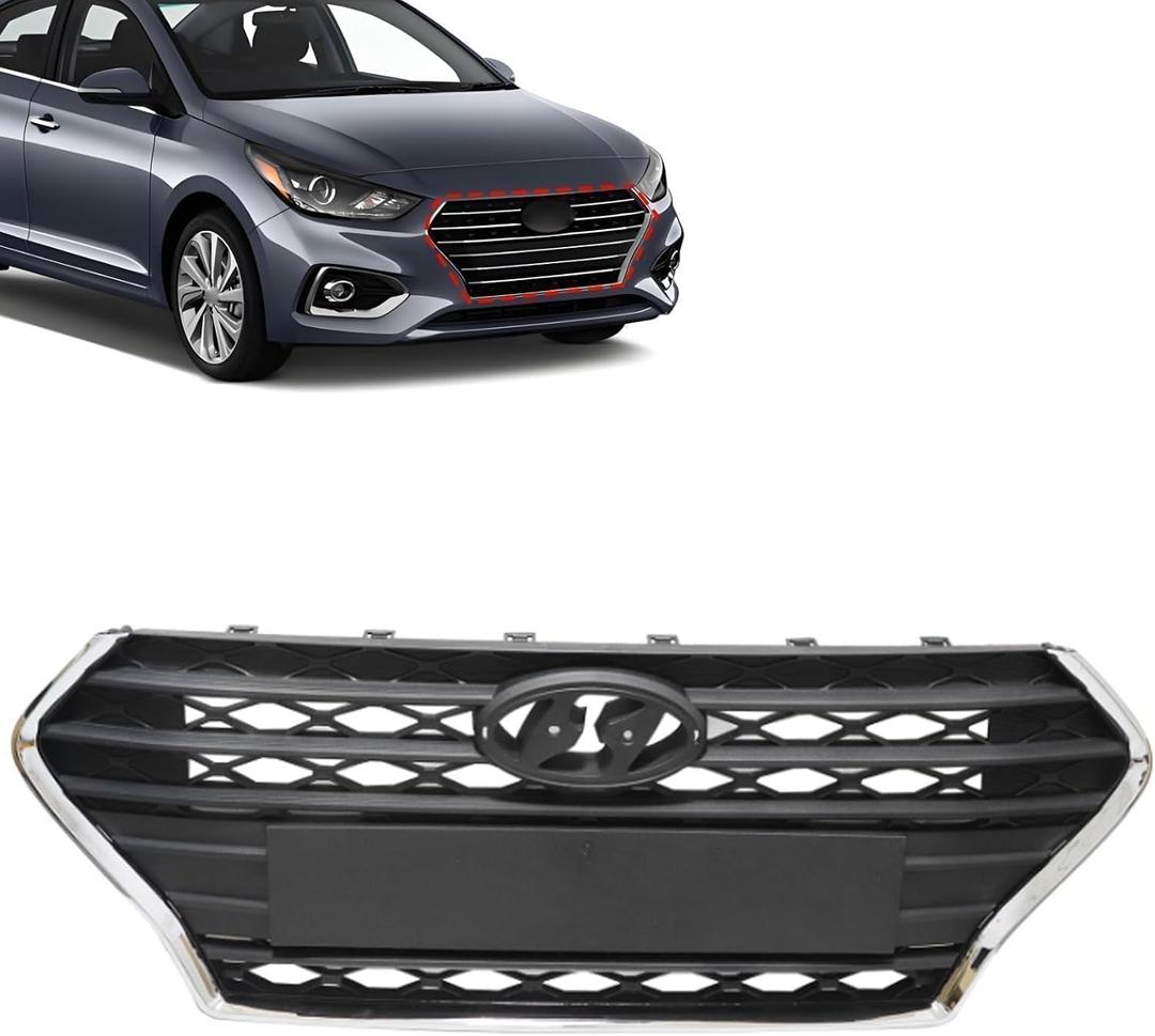SecosAutoparts Front Upper Grille Compatible with Hyundai Accent 2018-2020 Replace# 86350J0000