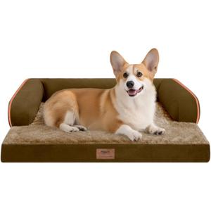 Dog Bed Medium Size Dog-Orthopedic Waterproof Bed for Dogs,Foam Couch Sofa with Washable Removable Cover & Non-Slip Bottom-Brown