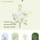 AuroraAria Pearl White Boutonniere for Men,Set of 6,Groom Boutonniere for Wedding,Anniversary,Homecoming,Formal Dinner Party,Wedding Decor,Artificial Pearl White Rose