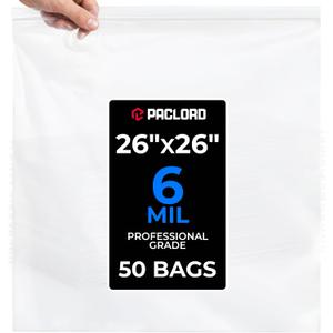 26" x 26" Extra Large Reclosable Plastic Zip Bags, 50 Count