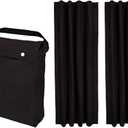 Amazon Basics Portable Energy Saving Noise Reducing Blackout Curtain Shade with Suction Cups, Fits Windows, 50"W x 78"L, Black, 2-Pack