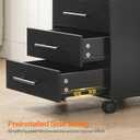 HOOBRO 5-Drawer File Cabinet, Office Cabinet with Drawers, Wooden Storage Cabinet with Wheels for Makeup, Home Office, Study, Easy Assembly, Black BK05WJ01