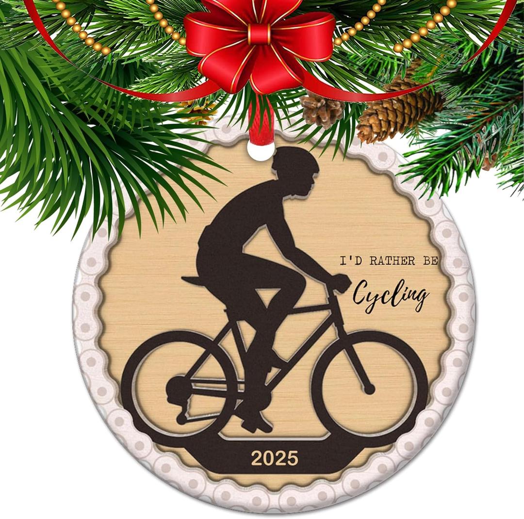 I'd Rather Be Cycling - Gone Cycling Ceramic Hanging Ornament - Cross Country, Cycling Christmas Ornament 2025, Cycling Home Decor (C10)