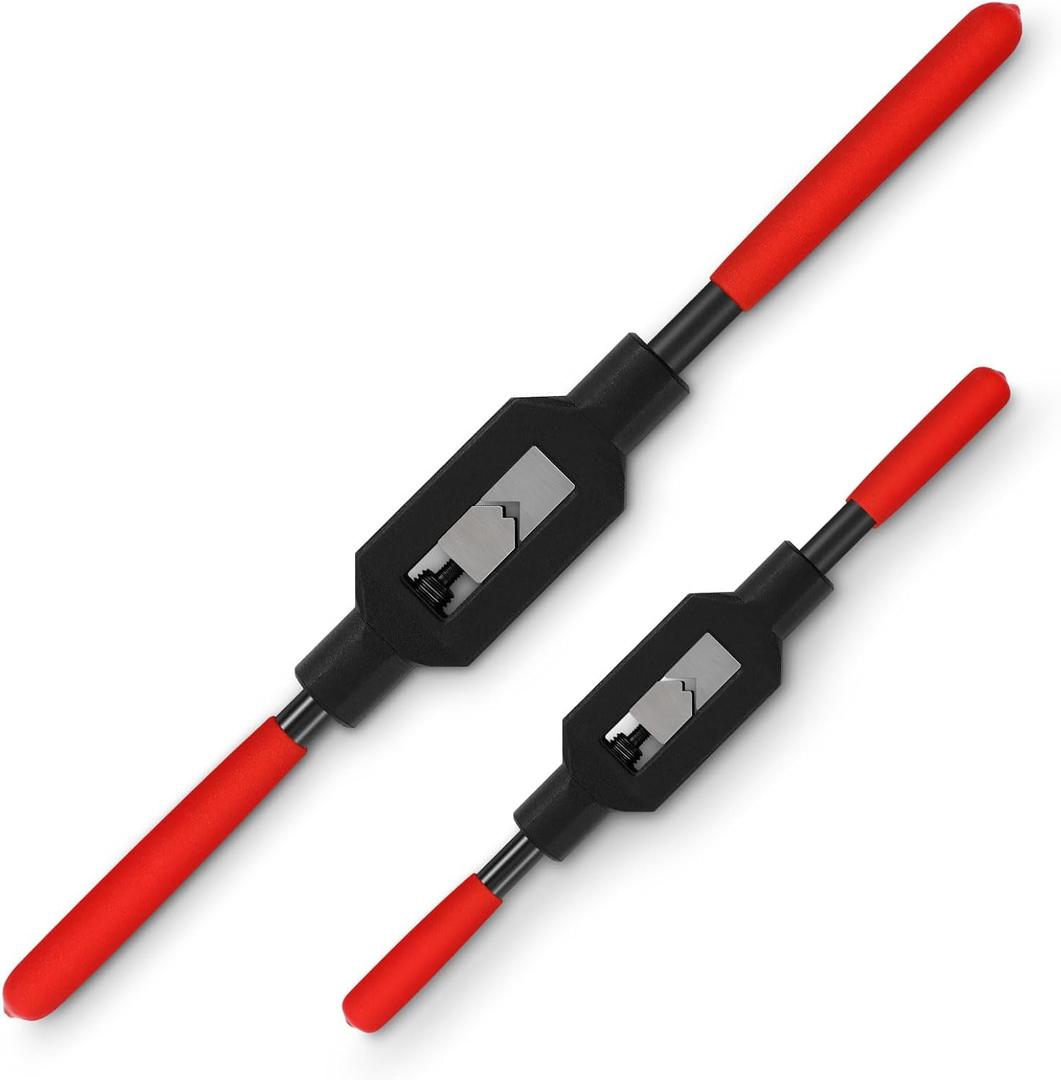 WILLBOND 2 Pcs Adjustable Tap Wrench Handle Tool Ratcheting for Tap Reamer, Pre-Oiled for Protection (3/16"-1/2",1/16"-3/8")