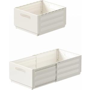 2 Pack Expandable Plastic Storage Boxes, Multi-Purpose Folding Organizer, Drawer Storage Divider For Bedroom, Kitchen And Snack Storage (XL)