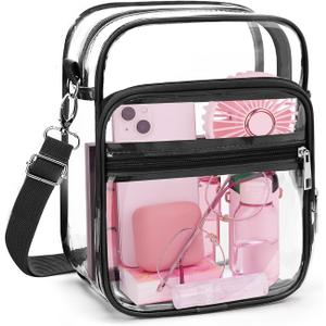 Blvornl Clear Crossbody Bag with Adjustable Shoulder Strap, Stadium Approved PVC Purse Bag, Messenger Bag (Small)